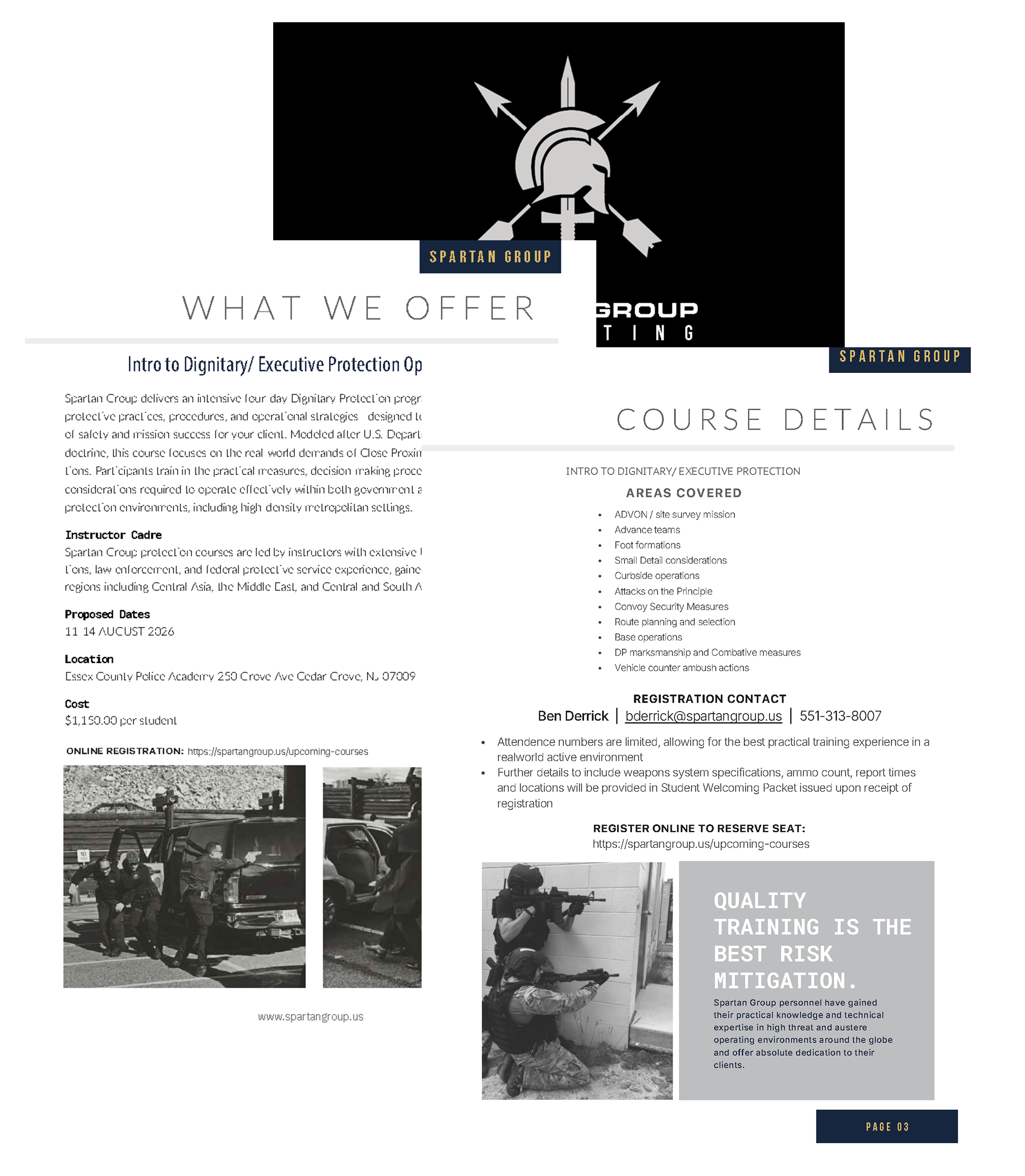 UPCOMING COURSES - AUGUST 2026